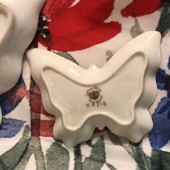 Two Lefton China Butterfly Dish/Trinket/Tea Bag Holder Hand Painted Numbered - Picture 3 of 3